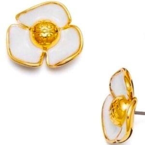 Tory Burch white petal flower earrings
